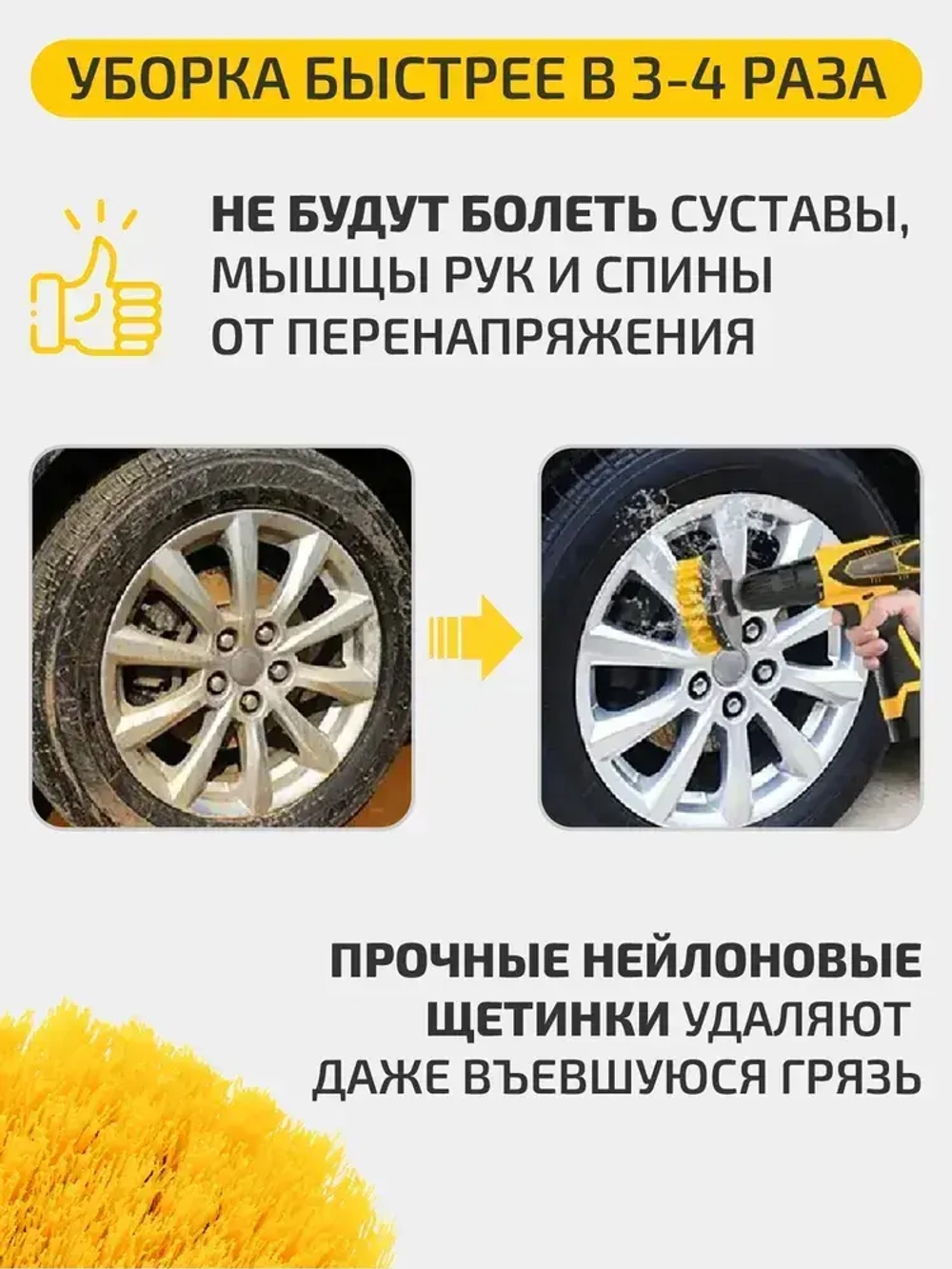 Набор щеток насадок на дрель, щетки для шуруповерта, для быстрой чистки и мойки поверхностей, 4 предмета