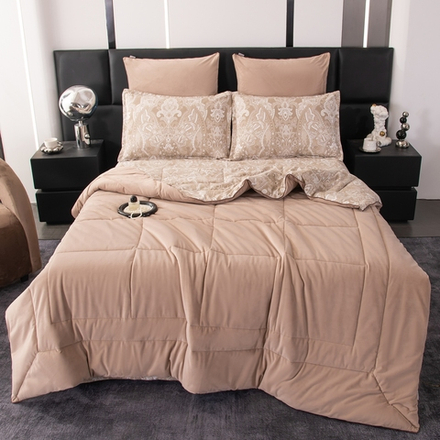 КПБ на резинке Сатин Velouria Luxe с Одеялом VLR010, Евро, 4 наволочки, простынь 160*200*25