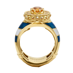 Кольцо с Цитрином, Сапфирами и цветной эмалью, R0295-0/1