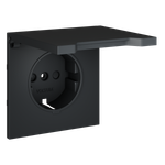 Накладка для розетки с заземлением, защитными шторками и крышкой, S70 (графит)