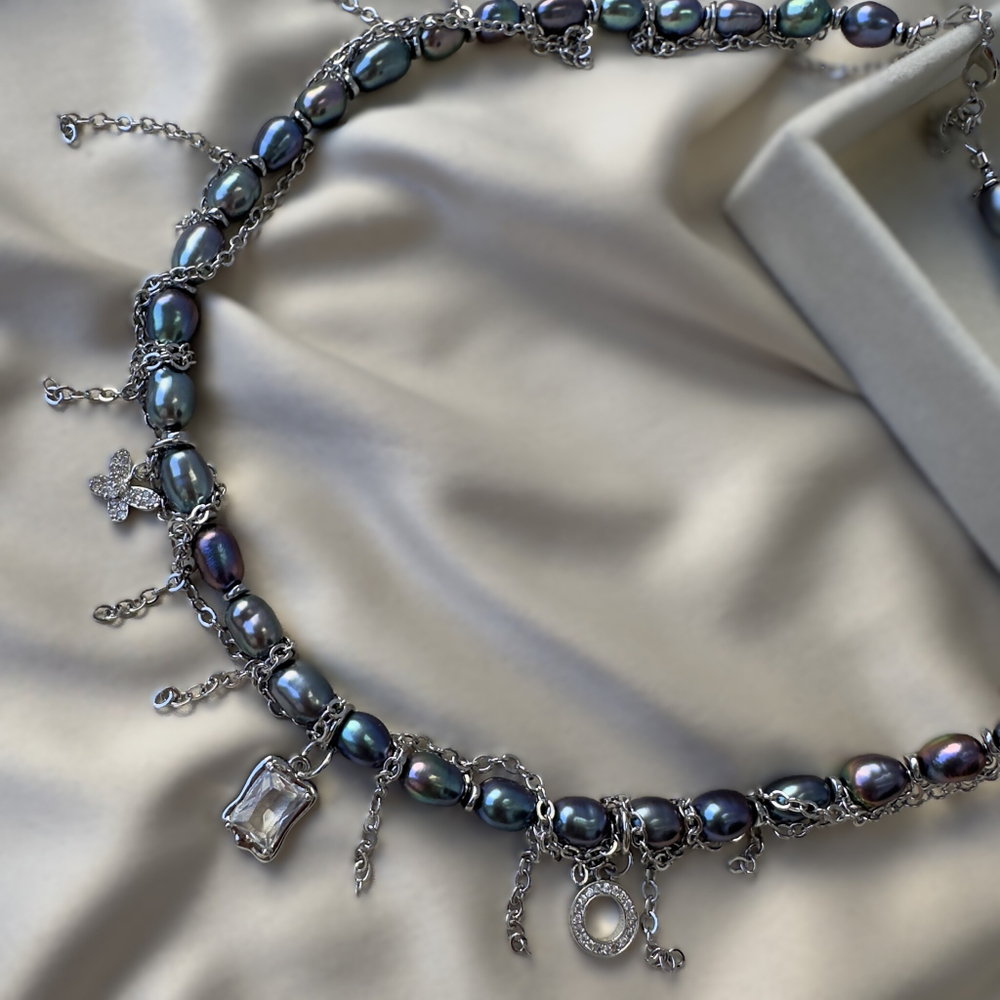 Чокер-колье с цепочками и жемчугом: "Дерзкая Я"