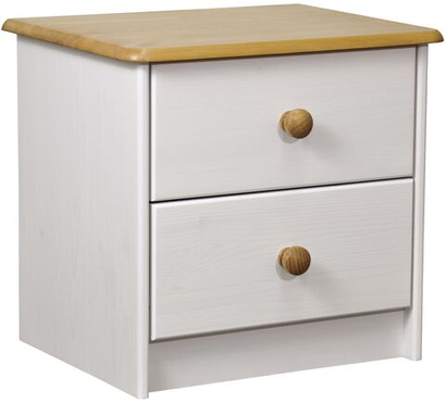 Dipriz Тумба прикроватная Хаба из сосны, 2 ящика, белый/антик