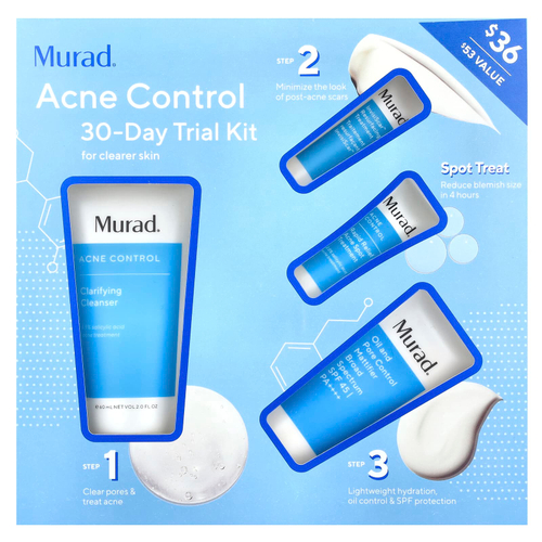 Murad, 30-дневный пробный набор для борьбы с акне, набор из 4 предметов