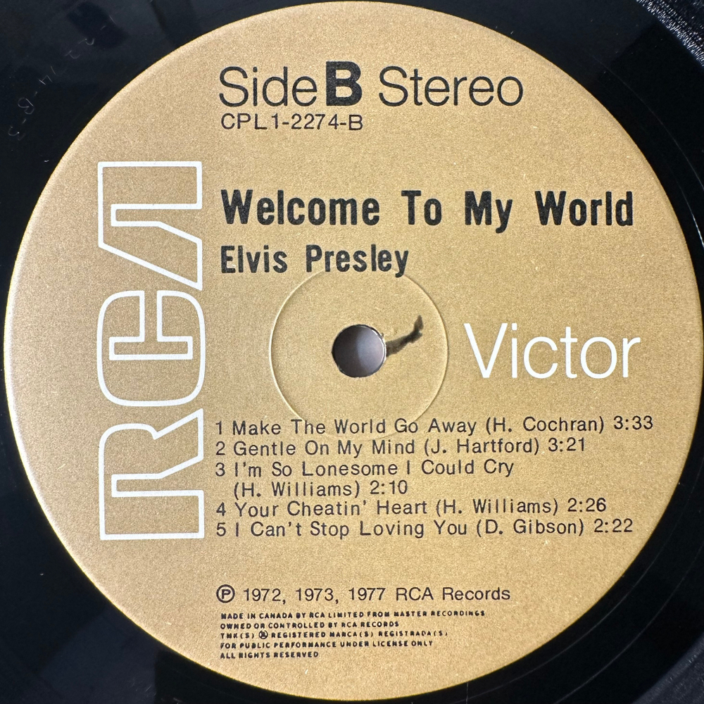 Elvis Presley ‎– Welcome To My World (Канада 1977г.)