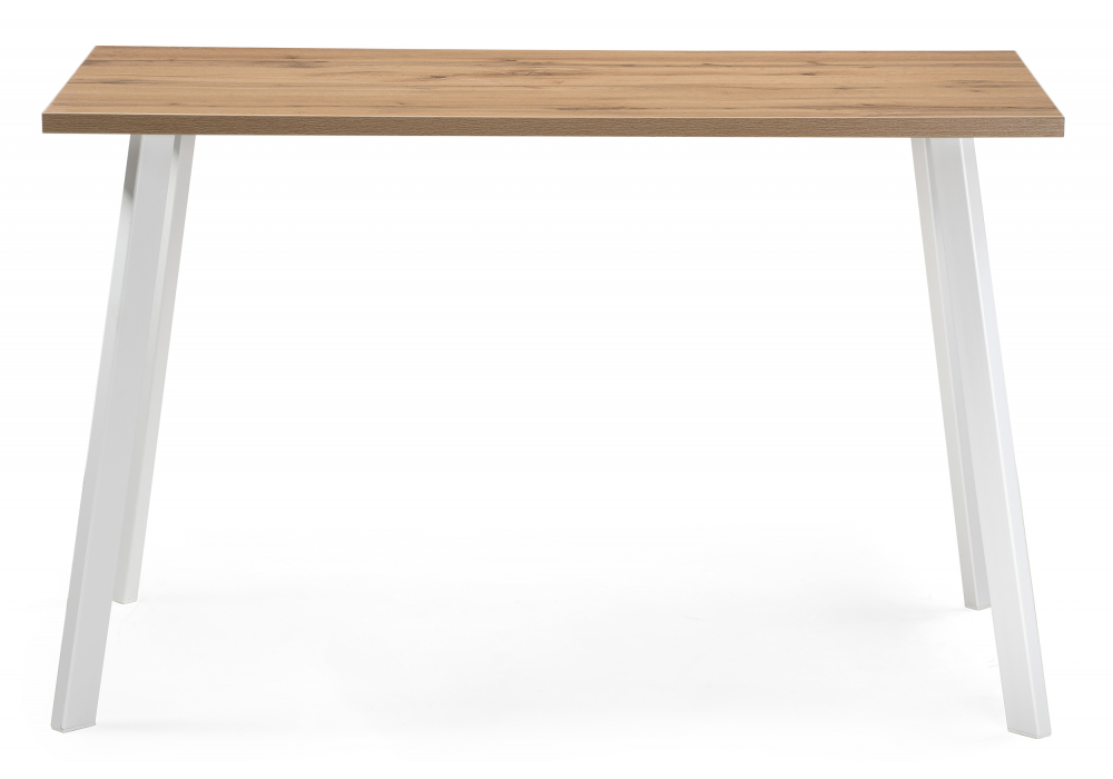 Стол деревянный Woodville Тринити Лофт 120 25 мм белый матовый, дуб крафт золотой, ножки белые