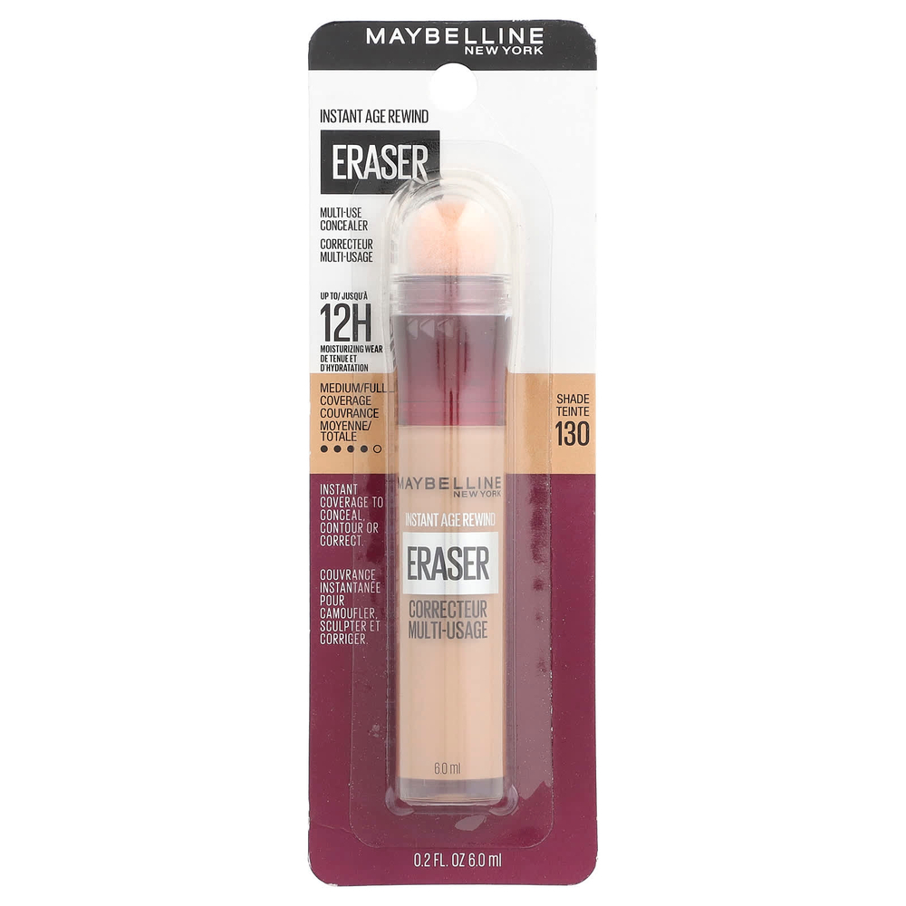 Maybelline, Instant Age Rewind, антивозрастной консилер для маскировки темных кругов под глазами, оттенок 130 средний, 6 мл (0,2 жидк. унции)