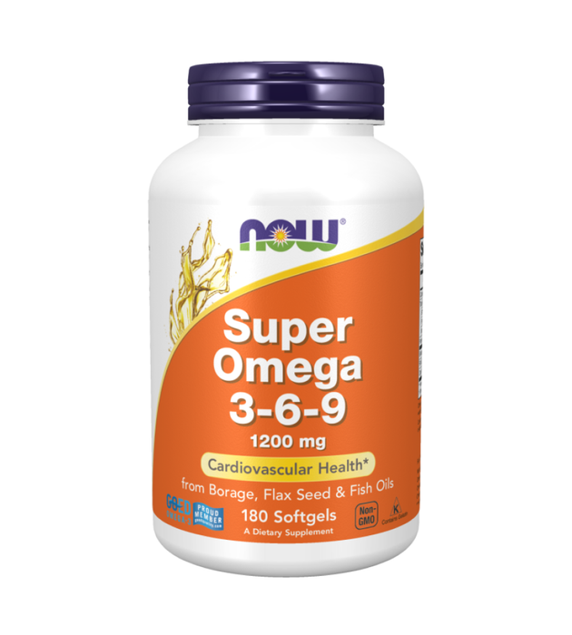 Супер Омега 3-6-9, Super Omega 3-6-9 1200мг, Now Foods, 180 капсул