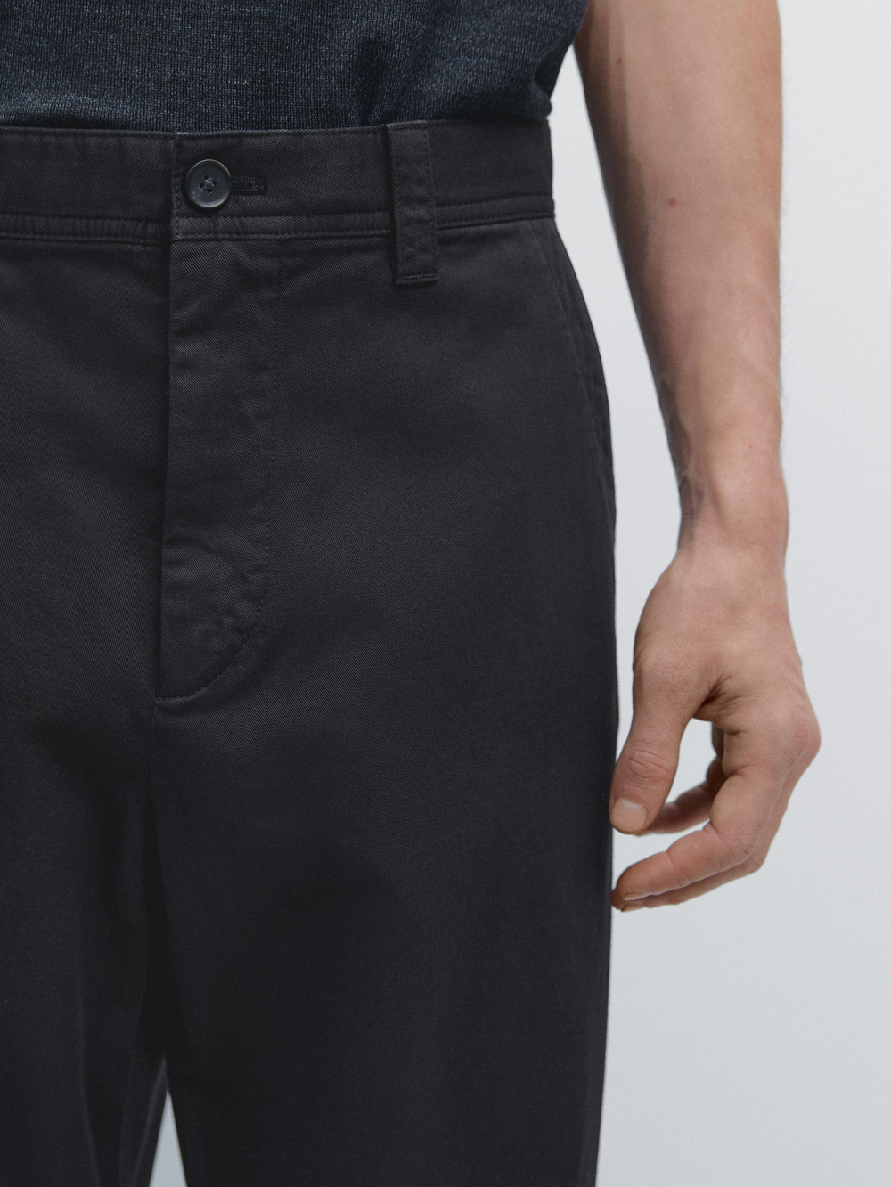 Massimo Dutti Хлопковые брюки свободного кроя, темно-синий