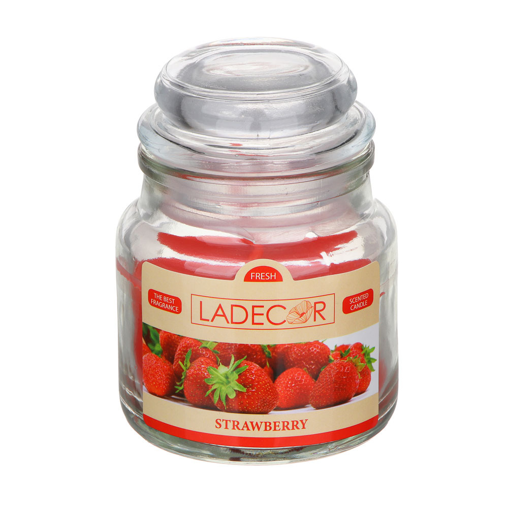 LADECOR Свеча ароматическая в стеклянном подсвечнике с крышкой, парафин, свеча 6x8,7 см, 6 цветов