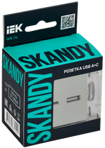 SKANDY Розетка USB A+C 3,1А SK-R14B бежевый IEK
