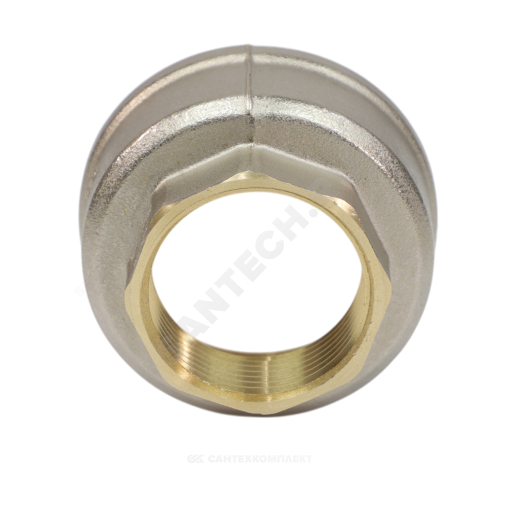 Муфта латунь никель переходная Ду 15х10 (1/2"х3/8") ВР/ВР 9019 ГОСТ 32585-2013 Aquasfera 9019-09