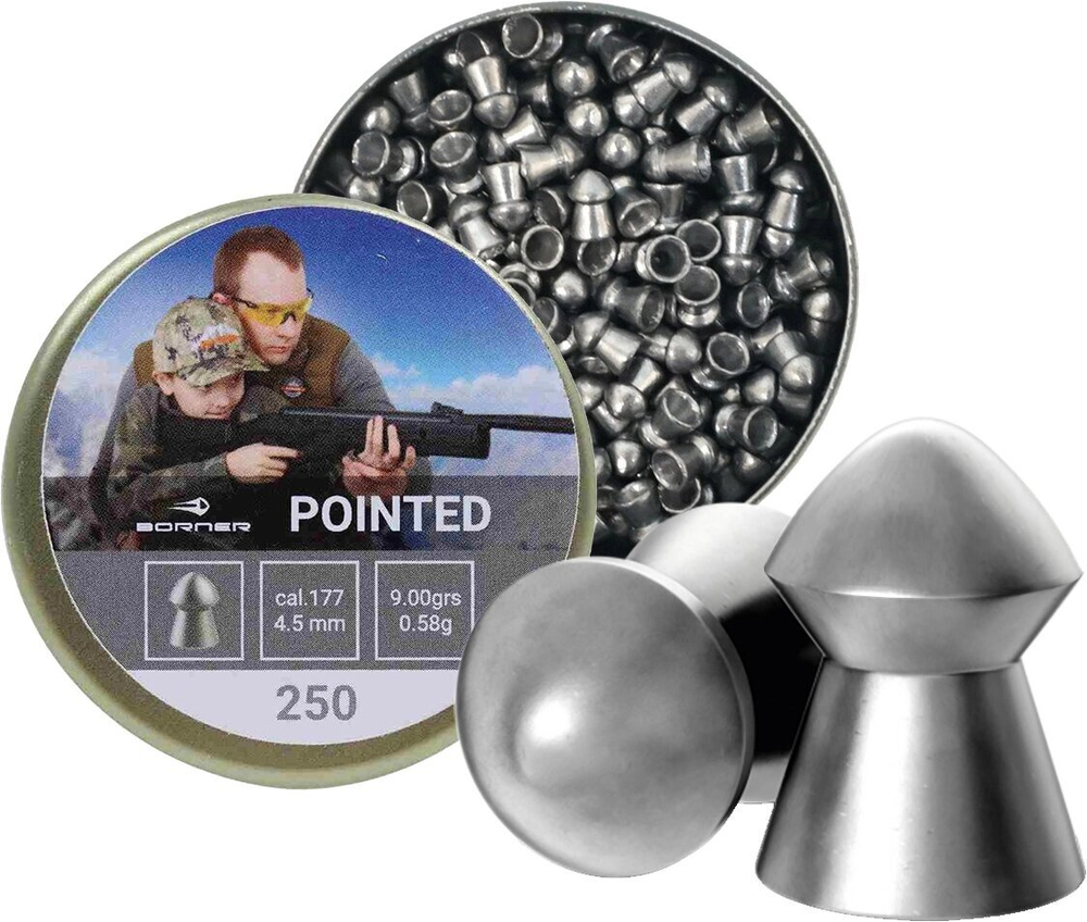 Пуля пневматическая Borner "Pointed",  4,5 (250 шт.) 0,58 гр.