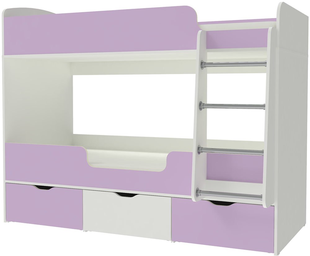 Кровать двухъярусная КарИВи Малыш Двойняшка 80х180 Белый  Ирис