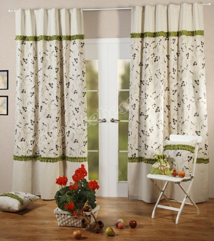 Шторы для гостиной или спальни: Ривьера (арт. BL01-03-02)  -  (130х270)х2 см. - (Возможна высота 250 см.) - зеленые