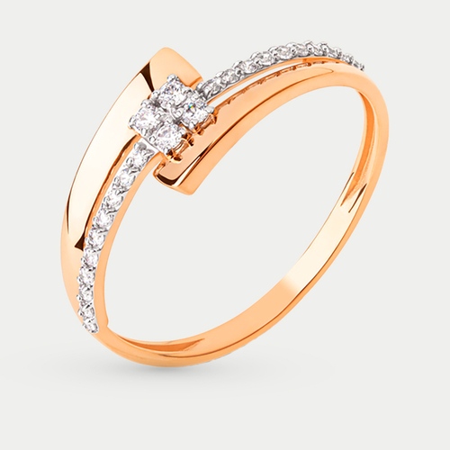 Кольцо женское из красного золота 585 пробы с фианитами (арт. 026461-1102)