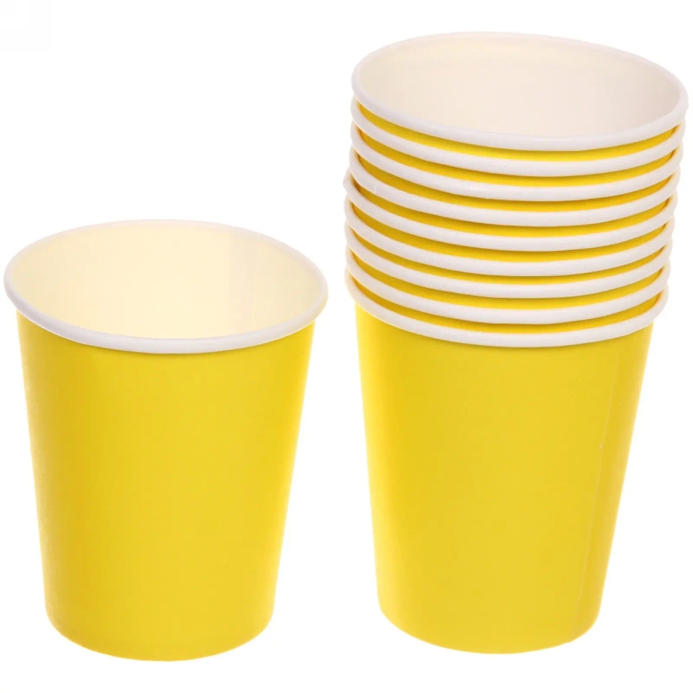 Стакан бумажный 0,2л в наборе 10 шт «Желтый»
