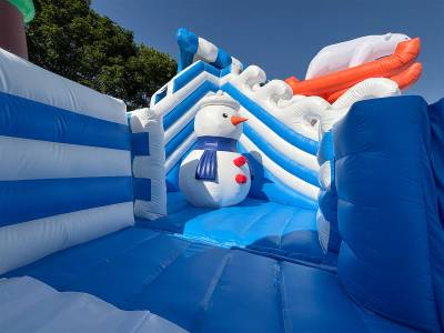 Надувной наземный аквапарк «Морское царство 3» с фигурой пингвина, 21*20*6 м