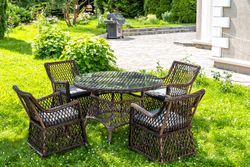 "Доппио" обеденная группа плетеная, цвет коричневый