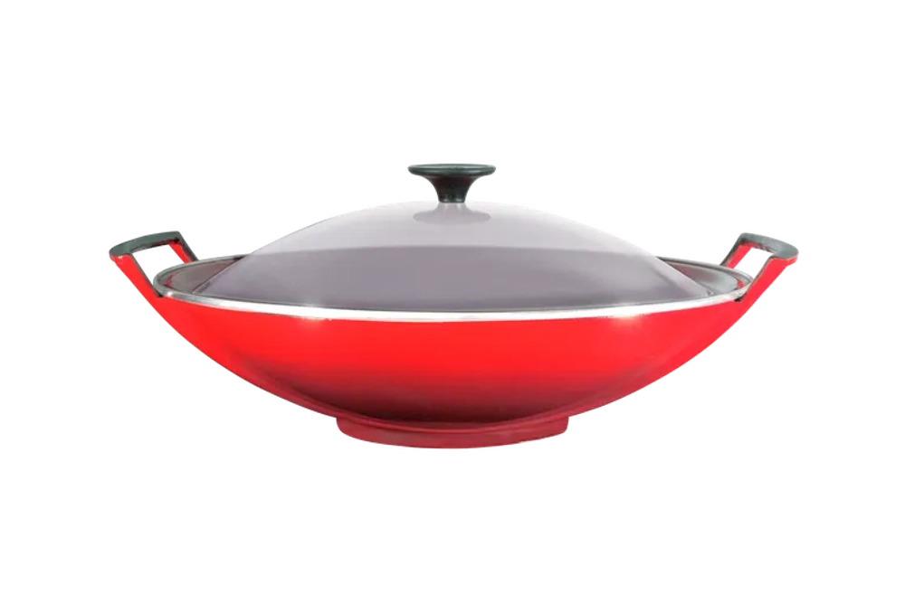 Le Creuset Чугунный вок с крышкой, 36 см, вишня 25304360600460