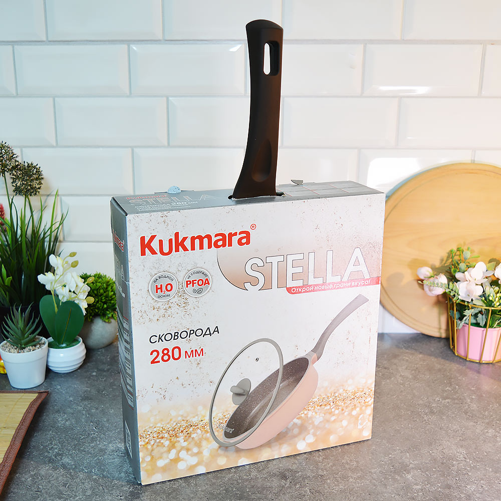 Сковорода 28см Mokko Stella, а/пр литая со стеклянной крышкой