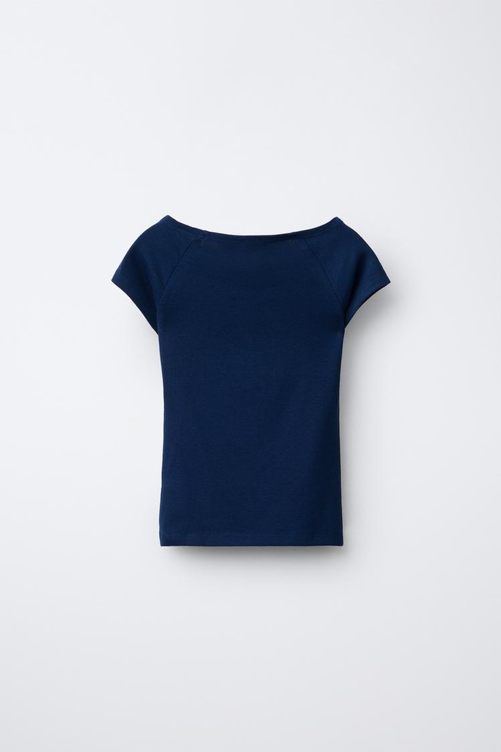 ZARA ОДНОТОННАЯ ФУТБОЛКА ИЗ МОДАЛА, МОРСКОЙ СИНИЙ