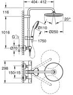 Душевая система GROHE Tempesta System 250 с термостатом для настенного монтажа, матовый черный (266702431)