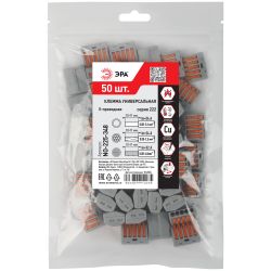 Клемма ЭРА NO-225-348 универсальная 222-415 с рычагами 5-проводная 0.08-2.5/4 мм2 упаковка 50 шт