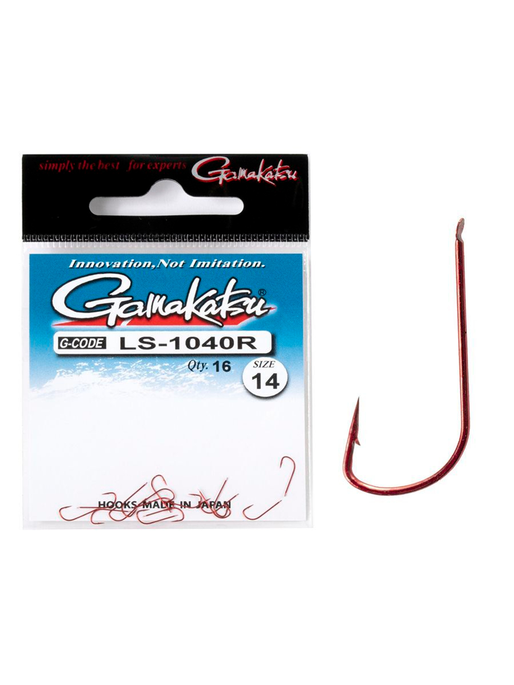 Крючки Gamakatsu LS-1040R NEW LABEL HOOKS RED размер 16 (упк.16шт.)