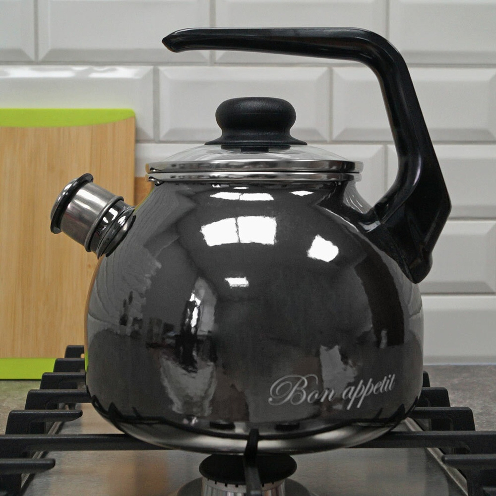 Чайник 3л со свистком "Bon Appetit" (мокрый асфальт)