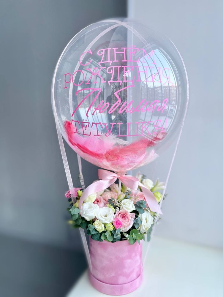 Шляпная коробка с цветами №4395