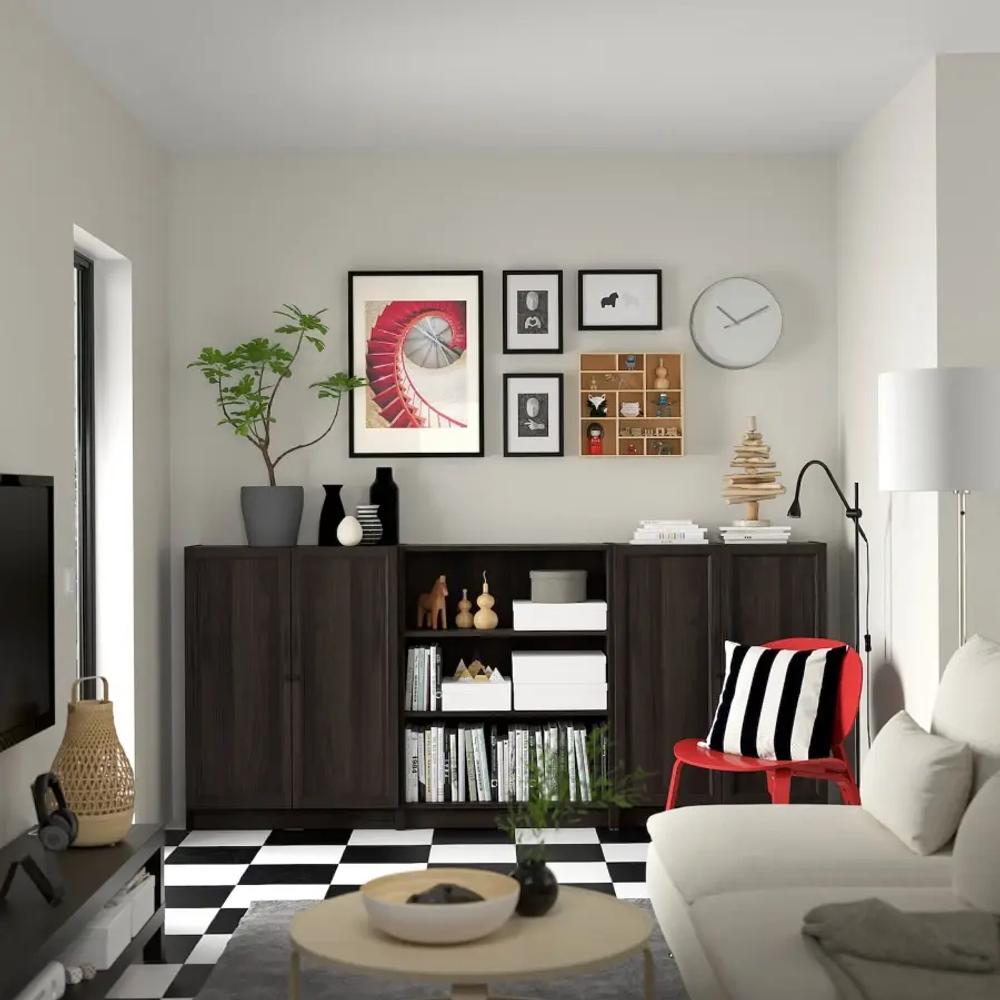 BILLY / OXBERG Комбинация стеллажей с дверцами ИКЕА