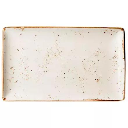 Блюдо «Крафт Вайт» прямоугольное фарфор ,H=24,L=270,B=168мм белый,коричнев