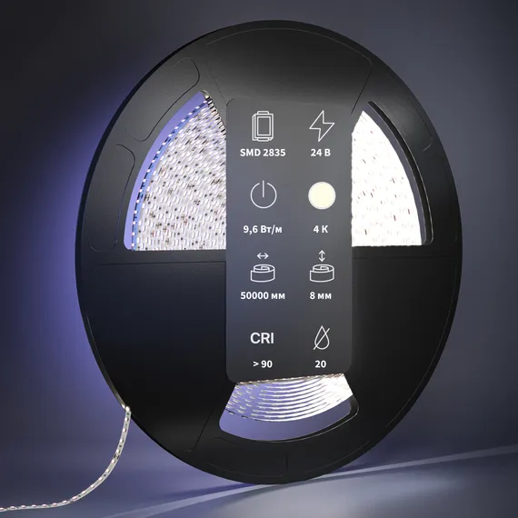 Светодиодная лента Ультра 24В 2835 9,6Вт/м 4000К 50м IP 20 201048 Led Strip 201048