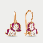 Серьги для детей из розового золота 585 пробы с эмалью (арт. 2203725)