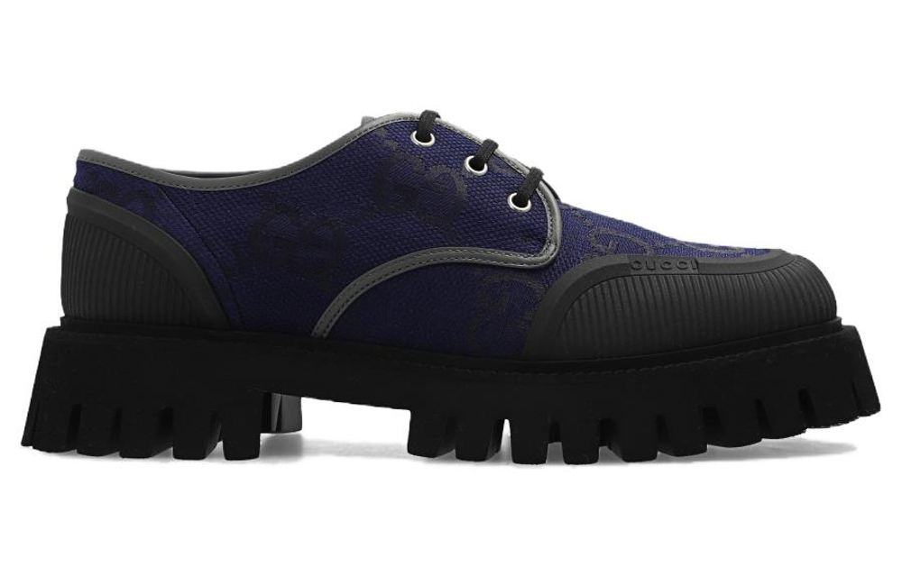 GUCCI GG Lace Up Shoes "Navy" Women"s