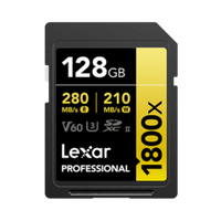 Карта памяти Lexar Professional 1800x Gold SDXC 128GB UHS-II U3 V60, R/W 280/210 МБ/с