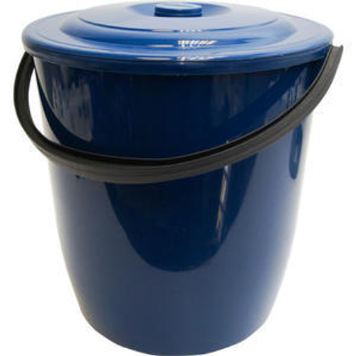 Ведро пласт 15л с крышкой "Крепыш" синее
