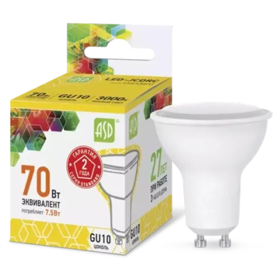 Лампа светодиодная LED-JCDRC-standard 10Вт 230В GU10 3000К 900Лм ASD РАСПРОДАЖА