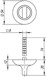 Ручка поворотная BKW8.R.AR54 (BKW8 AR) ABG-6 бронза