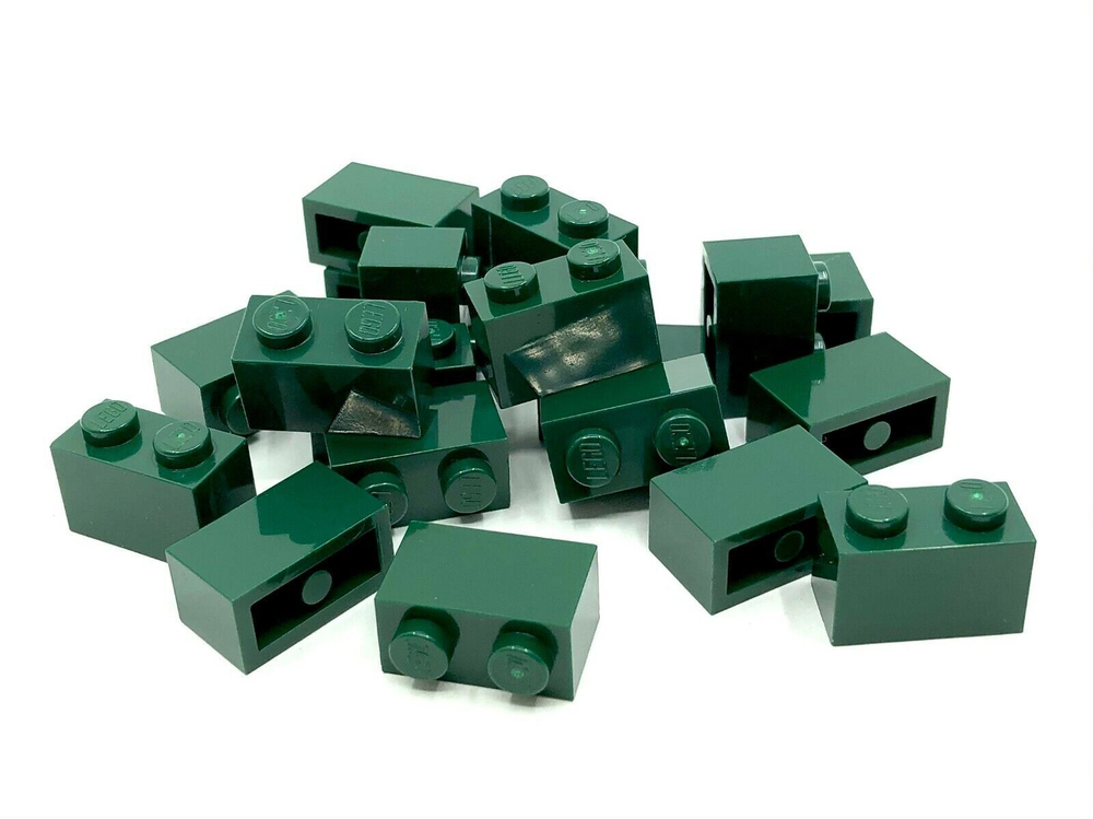 Lego 50шт Кирпич 1х2 (темно-зеленый) 4245570