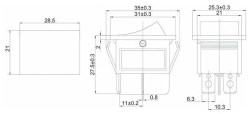 Выключатель ON/OFF KCD4 4-pin 16А-250В c подсветкой