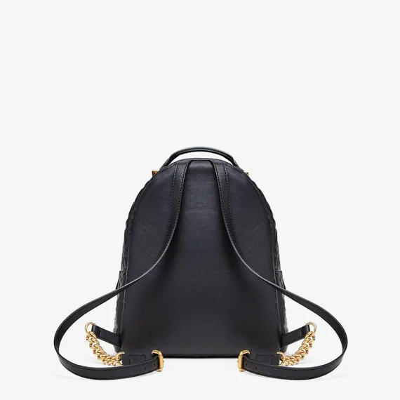 Мини-рюкзак Fendi из кожи с тисненым узором FF черный