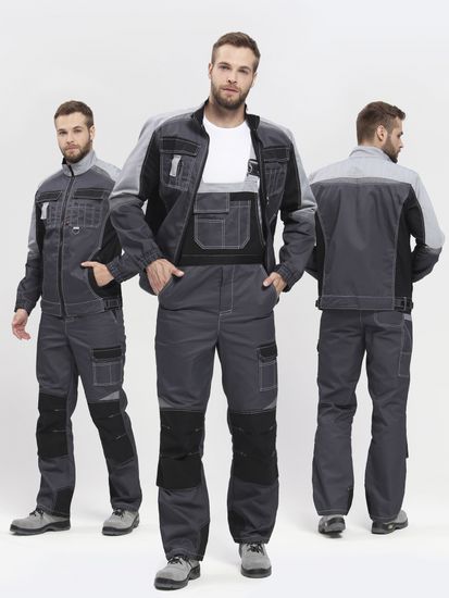 Костюм "Вектрон-2" полукомбинезон (т.серый/св.серый/черный)