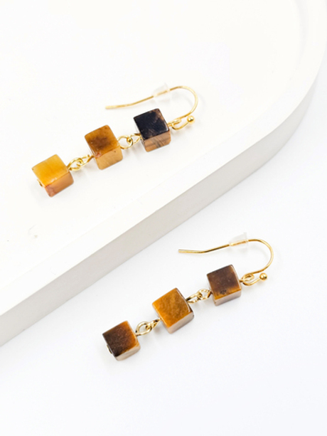 Серьги женские из камня тигровый глаз. Серьги висячие