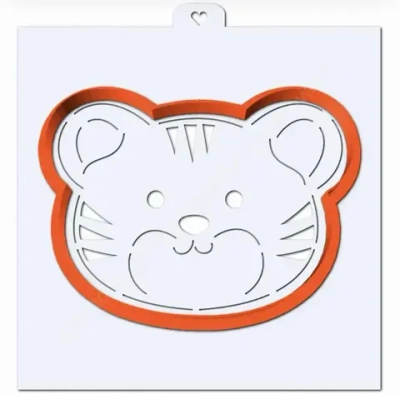 Голова тигра №2. Форма для пряников с трафаретом.ZTF (Трафарет+форма)