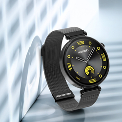 Ремешок из нержавеющей стали черного цвета от Dux Ducis для смарт часов Huawei watch GT4, GT5, GT5 Pro (18мм), серия Milanese Series (миланская петля)