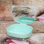 Зеркало настольное с органайзером для косметики «Beauty - Cat», цвет мятный, 17*13*6,5см