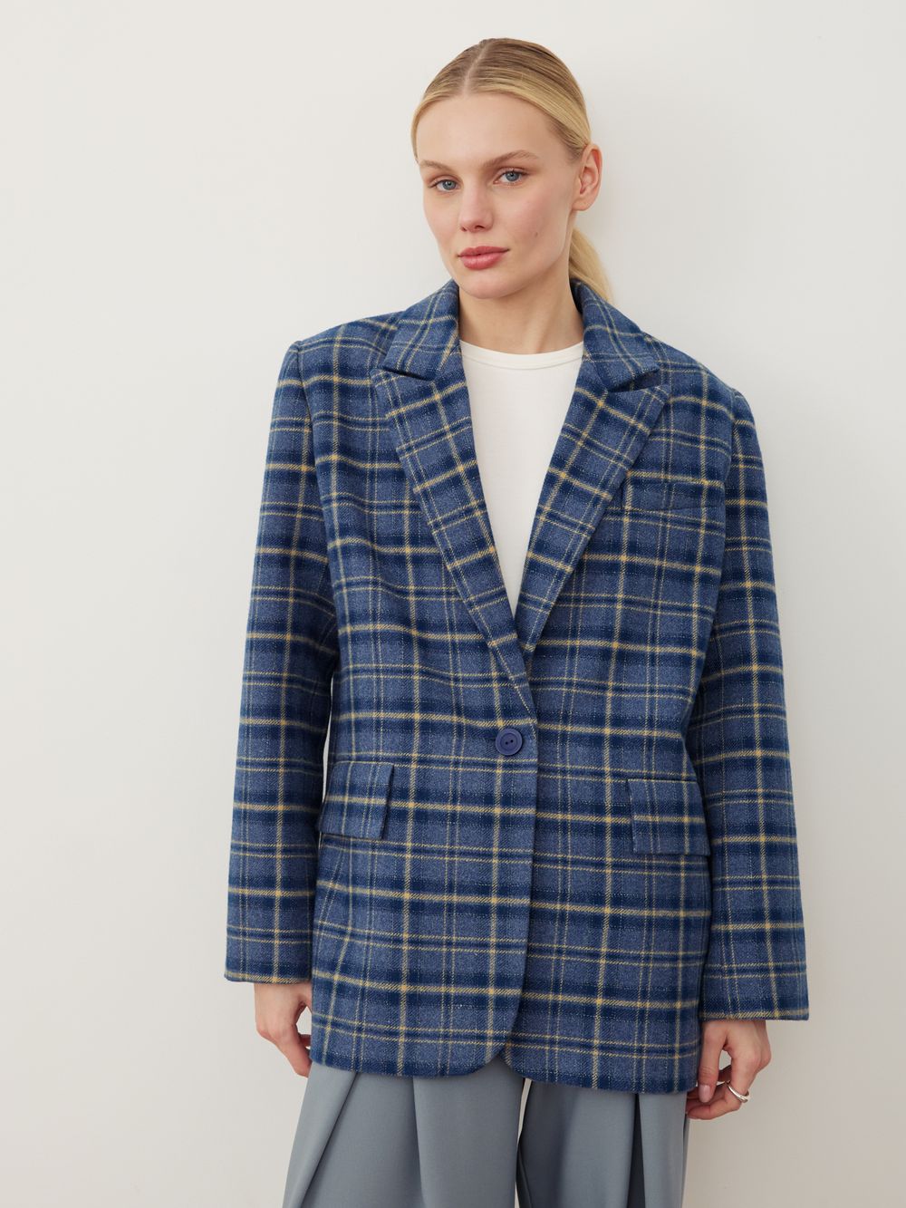 ПИДЖАК В КЛЕТКУ СИНИЙ|СВЕТЛО-ЖЕЛТЫЙ