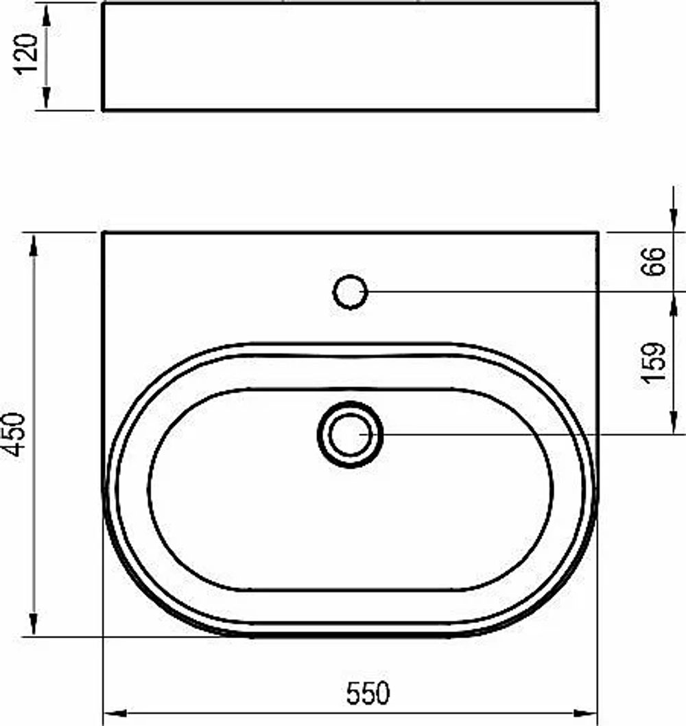 Раковина накладная Ravak CERAMIC 55 O SLIM Wall XJX01155004