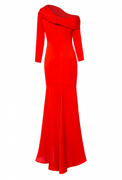 Платье шелковое силуэт «рыбка» красное 21-02-22 SS